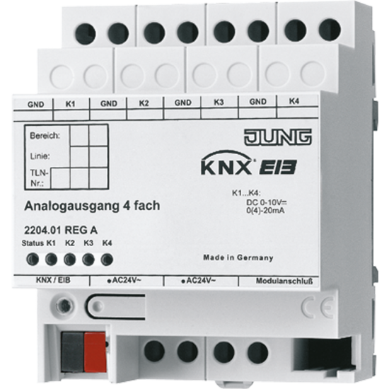 KNX аналоговый актуатор, 4 канала, 2204.01 REGA