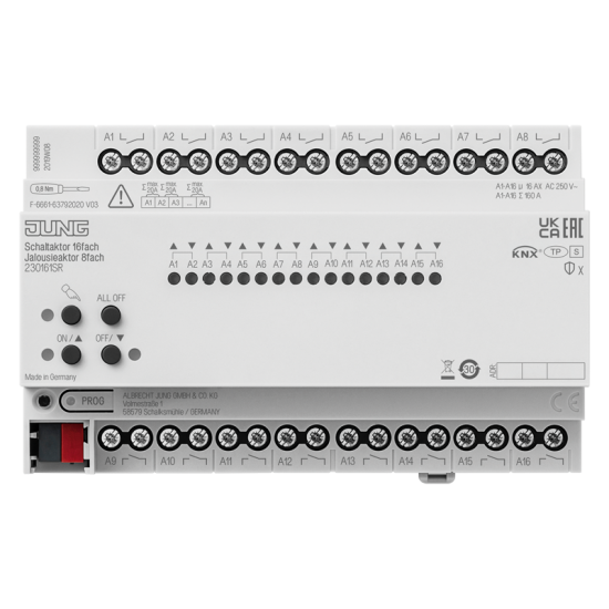 KNX актуатор коммутирующий, 16 группKNX актуатор жалюзи, 8 групп, 23016 1S R