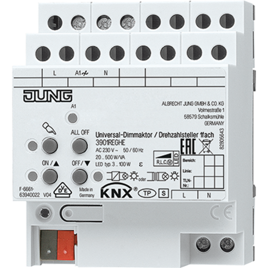 KNX универсальный LED диммер / регулятор оборотов, 1 группа, 3901 REGHE