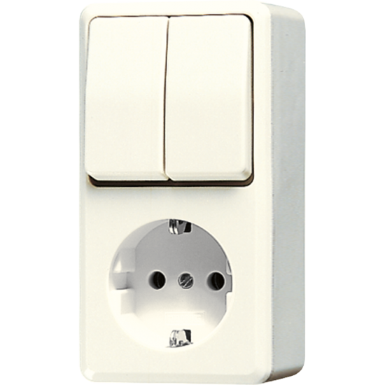 SCHUKO® socket 16 A / 250 V ~with 2-gang switch 10 AX / 250 V ~, 675 A