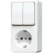 SCHUKO® socket 16 A / 250 V ~with 2-gang switch 10 AX / 250 V ~, 675 A WW