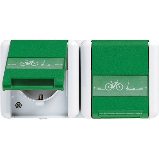 2-gang SCHUKO® socket 16 A / 250 V ~, 8220 GN NAWEB