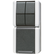 SCHUKO® socket 16 A / 250 V ~with 2-gang switch 10 AX / 250 V ~, 875 W