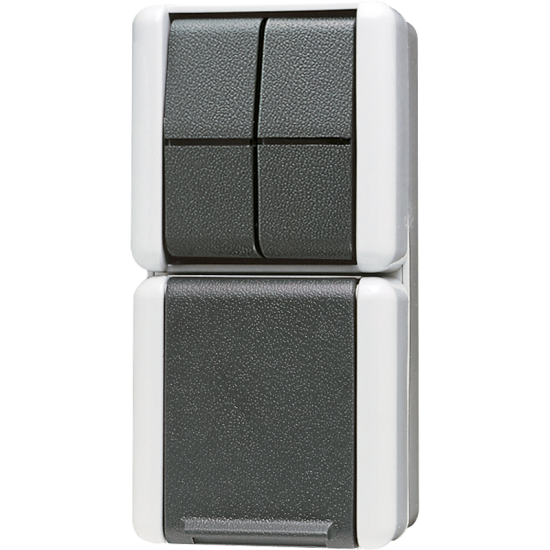 SCHUKO® socket 16 A / 250 V ~with 2-gang switch 10 AX / 250 V ~, 875 W