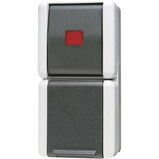 SCHUKO® socket 16 A / 250 V ~with 1-gang / 2-way switch with indicator light 10 AX 250 V ~, 876 KOW
