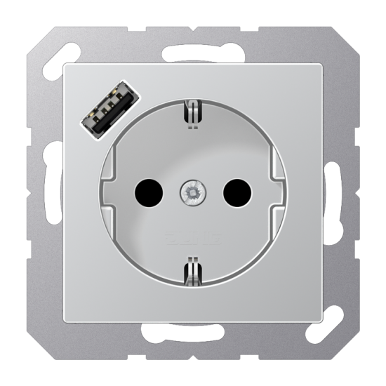 SCHUKO® socket with USB charger, A 1520-18 A AL