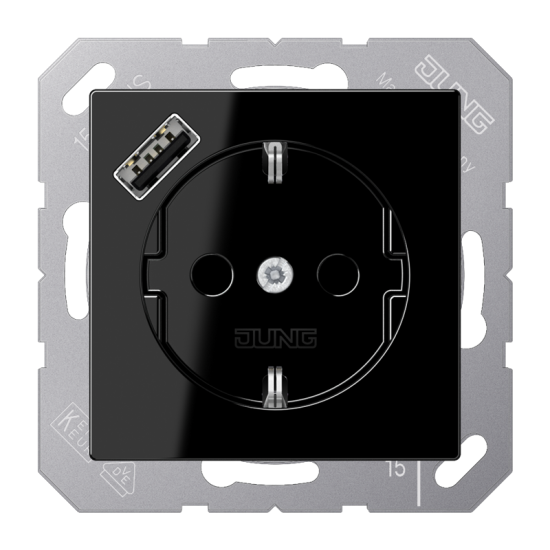 SCHUKO® socket with USB charger, A 1520-18 A SW