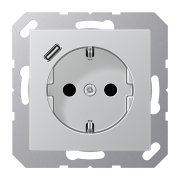 SCHUKO® socket with USB charger, A 1520-18 C AL