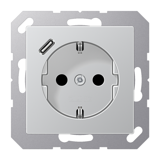 SCHUKO® socket with USB charger, A 1520-18 C AL