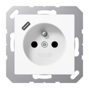 Розетка, франко-бельгийской системы, c USB зарядным устройством, A 1520 F-18 C WW