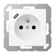 Розетка, франко-бельгийской системы, c USB зарядным устройством, A 1520F-18 C WWM