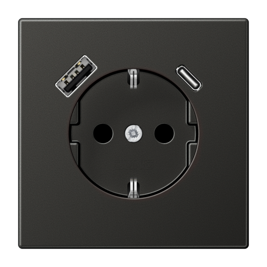 SCHUKO® socket with USB charger, AL 1520-15 CA AN-L