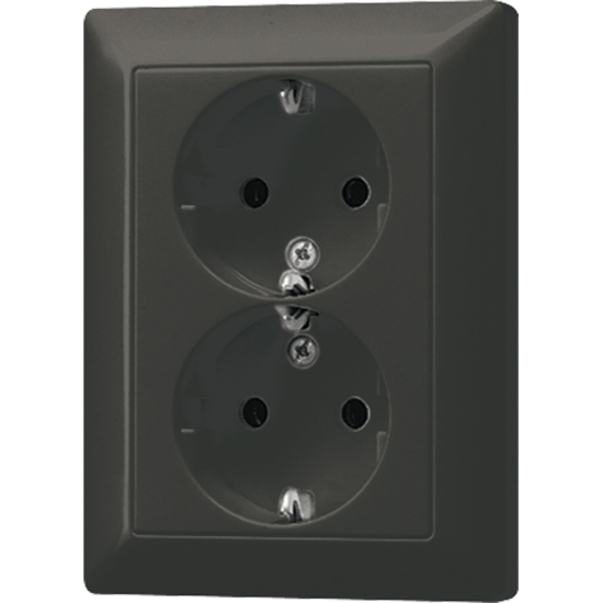 2-gang SCHUKO® socket 16 A / 250 V ~, AL 5020 KI AN-L