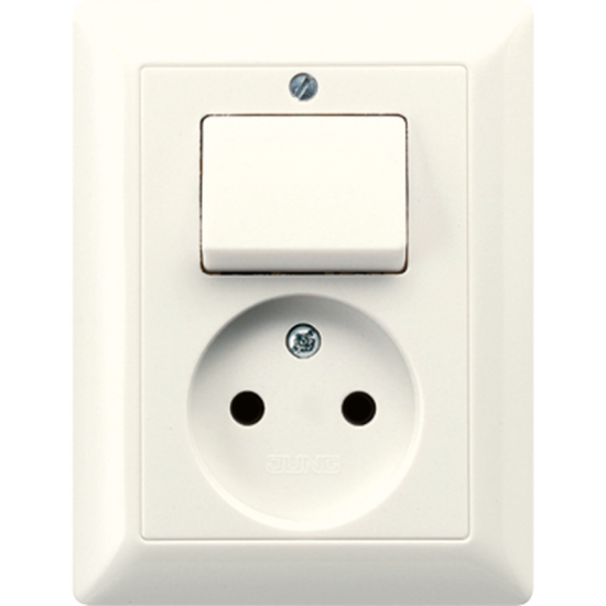 Socket, 2-pole without earth 16 A / 250 V ~with 1-gang/2-way switch 10 AX / 250 V ~, AS 5546 EU