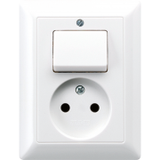 Socket, 2-pole without earth 16 A / 250 V ~with 1-gang/2-way switch 10 AX / 250 V ~, AS 5546 EU WW