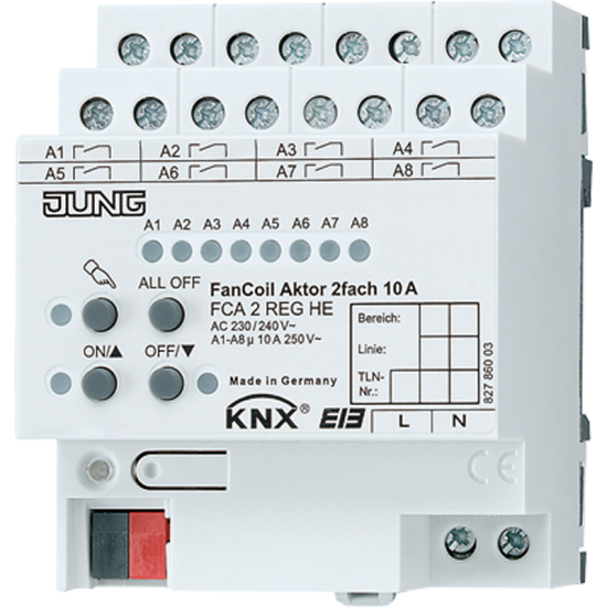 KNX актуатор фанкойла 2 группы, FCA 2 REGHE